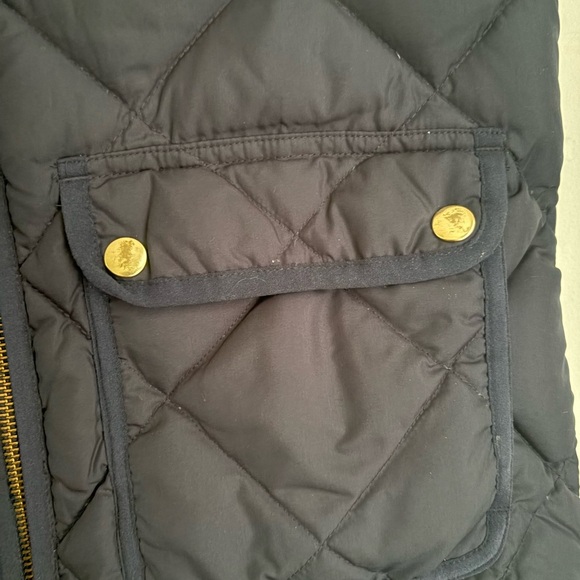J. CREW Puffer Vest Quilted Full Zip Women's Navy Blue Primaloft XS Snap Pocket - Picture 4 of 5